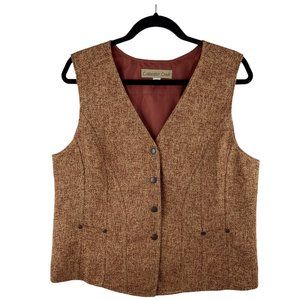 Coldwater Creek Vest Women 16 Tweed Burnt Orange